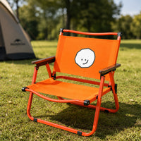 Portable Folding Outdoor Chair with Wood Armrests for Camping & Relaxation