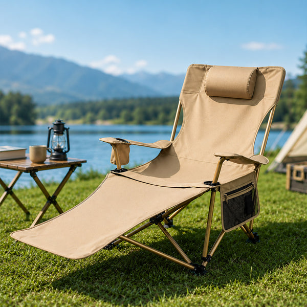Reclining Camping Chair with Footrest for Outdoor Relaxation & Camping