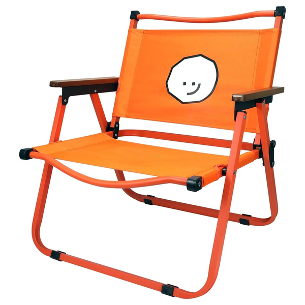 Portable Folding Outdoor Chair with Wood Armrests for Camping & Relaxation