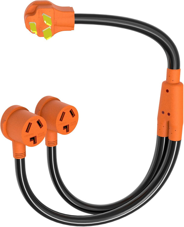 BJOP EV 10-30P to 10-30R EV Charger Adapter Y Splitter Cord 10/3 STW 30 Amp 250 Volt Power Cord Adapter for EV, Dryer Outlet and Level 2 EV Charging