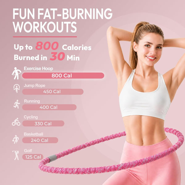 Weighted Hula Hoop for Adults with Soft Spring Design for Home Fitness