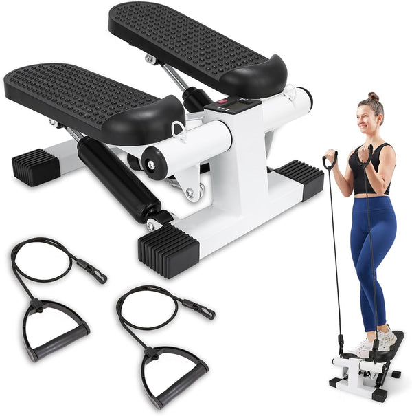 Mini Stepper with Resistance Bands for Home Cardio Workouts