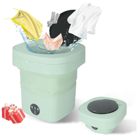 Mini Portable Washing Machine, 9L Foldable Washer with 3 Modes, Ideal for Baby Clothes, Underwear, Socks, Space-Saving Design for Home, Apartment, Hotel, Camping & Travel (Green)